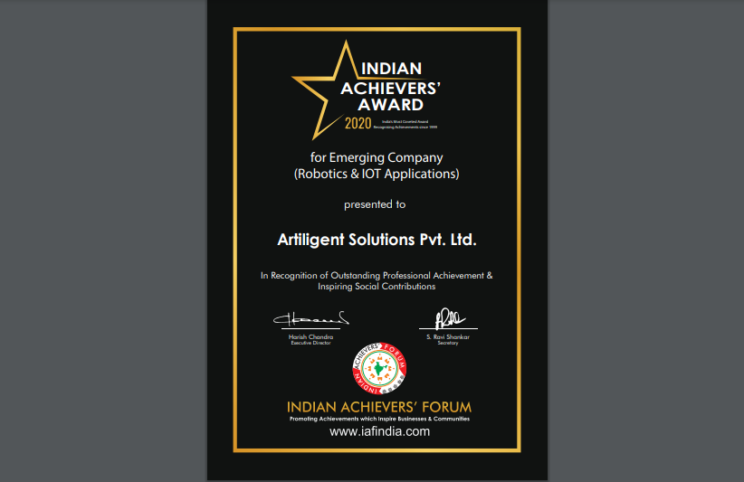 Artiligent has been awarded ‘Indian Achievers’